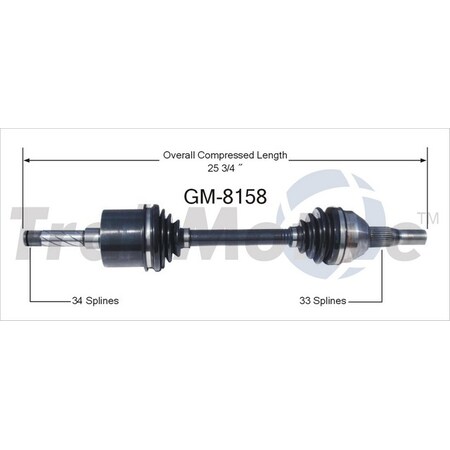Surtrack Axle Cv Axle Shaft, Gm-8158 GM-8158